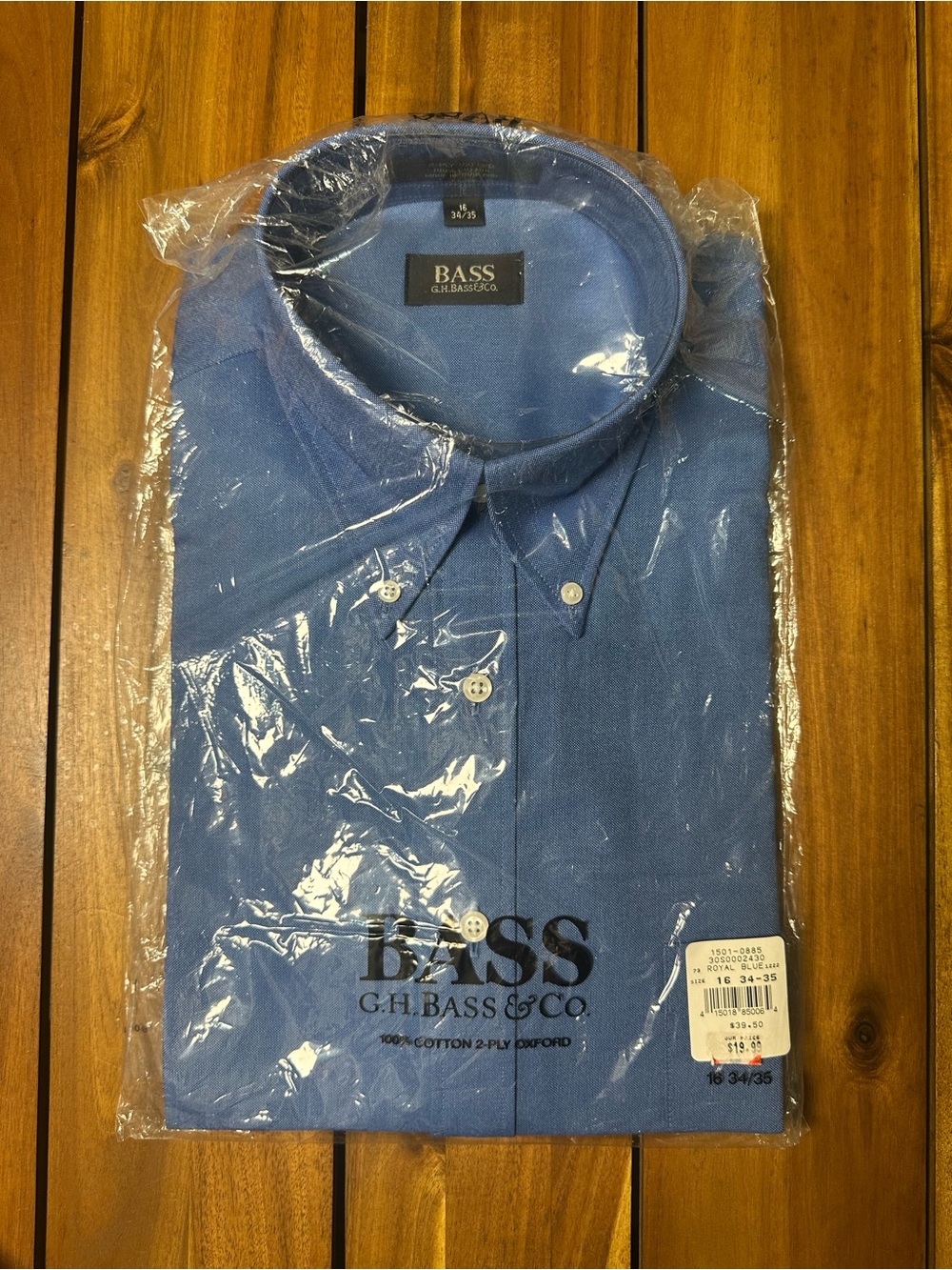 G.H. Bass & Co. Men's Blue Button-Down 100% Cotton Oxford Shirt